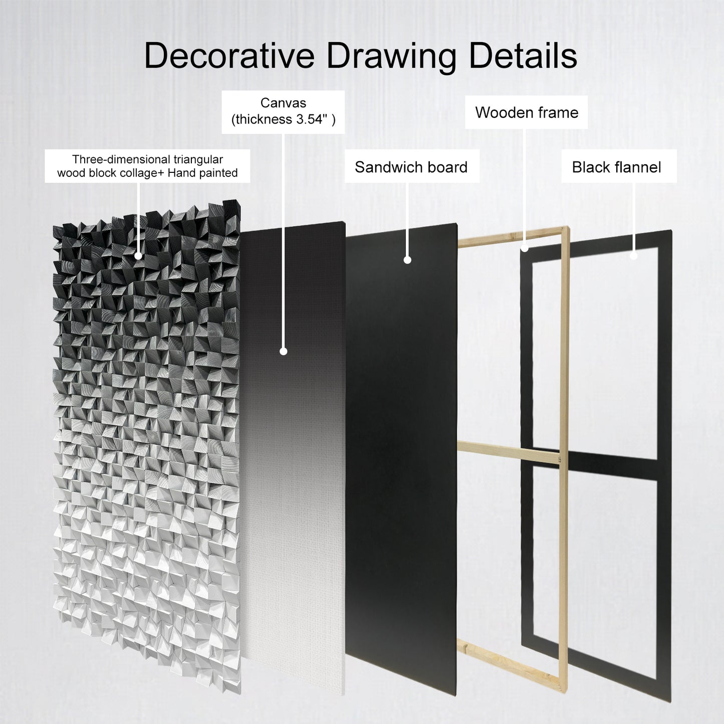 Extra Large Abstract Wood Wall Art, handcrafted from solid wood with black & white mosaic detailing, delivering a sleek modern focal texture.