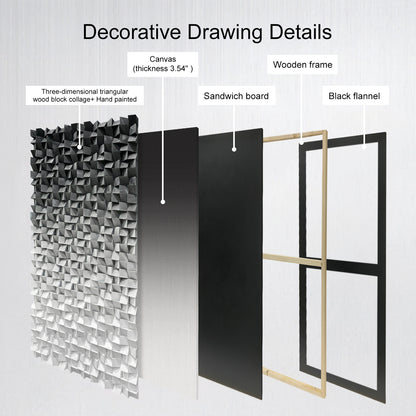 Extra Large Abstract Wood Wall Art, handcrafted from solid wood with black & white mosaic detailing, delivering a sleek modern focal texture.