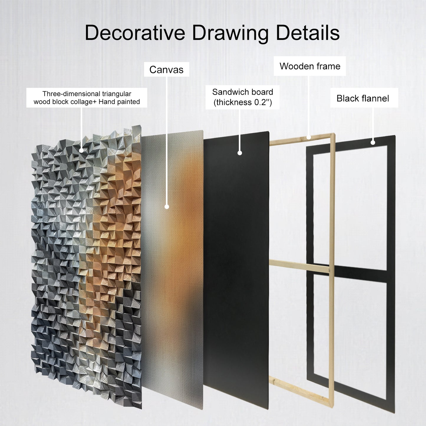 Large wooden block wall art integrates into interior spaces, exuding a leisurely and romantic atmosphere, infusing poetic charm into the room.