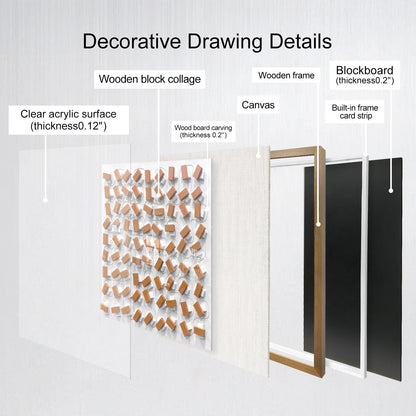Hand-Painted Carved Wood Wall Art - Modern 3D Relief Panel