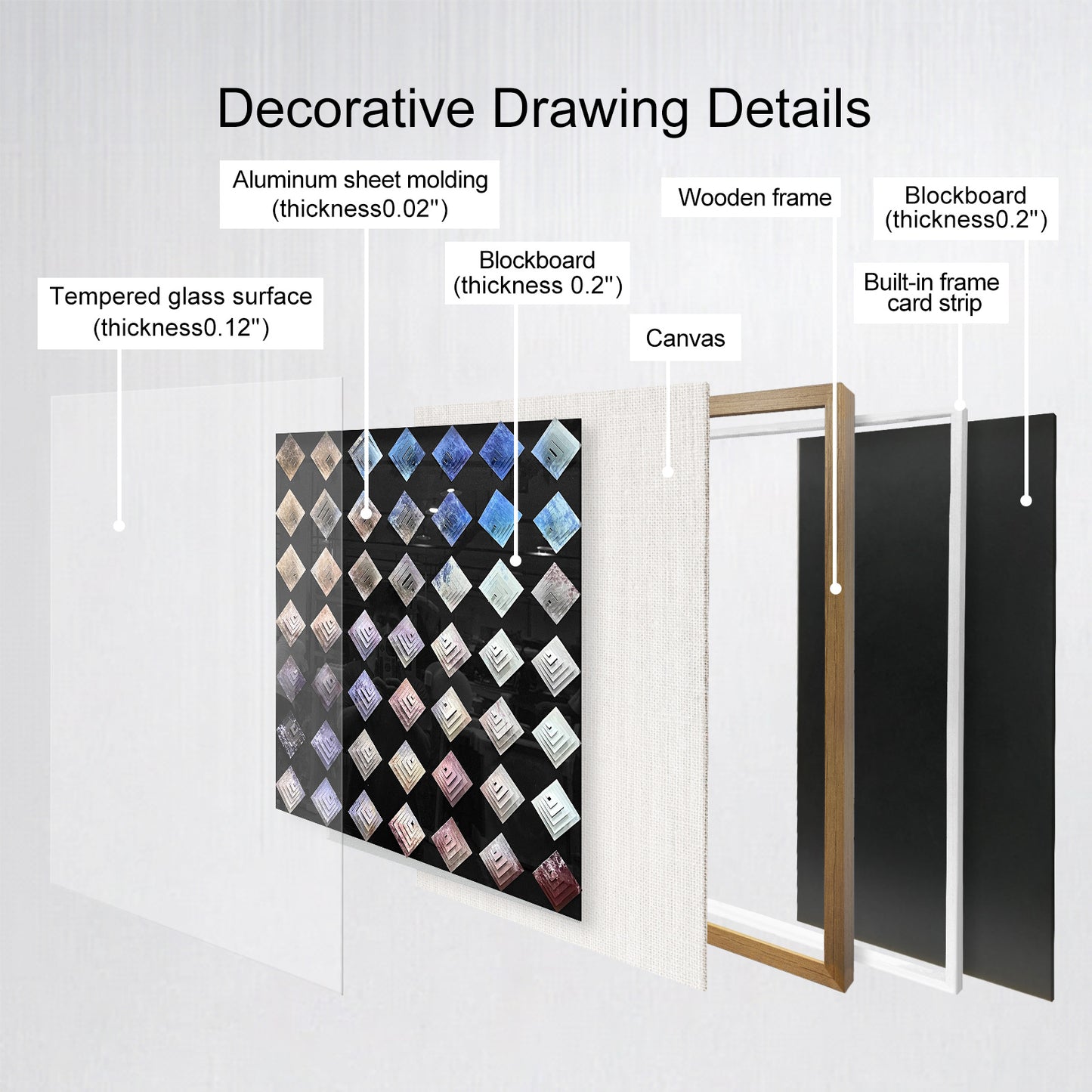 3D Pyramid Metal Matrix Wall Art - Geometric Luxury Sculpture