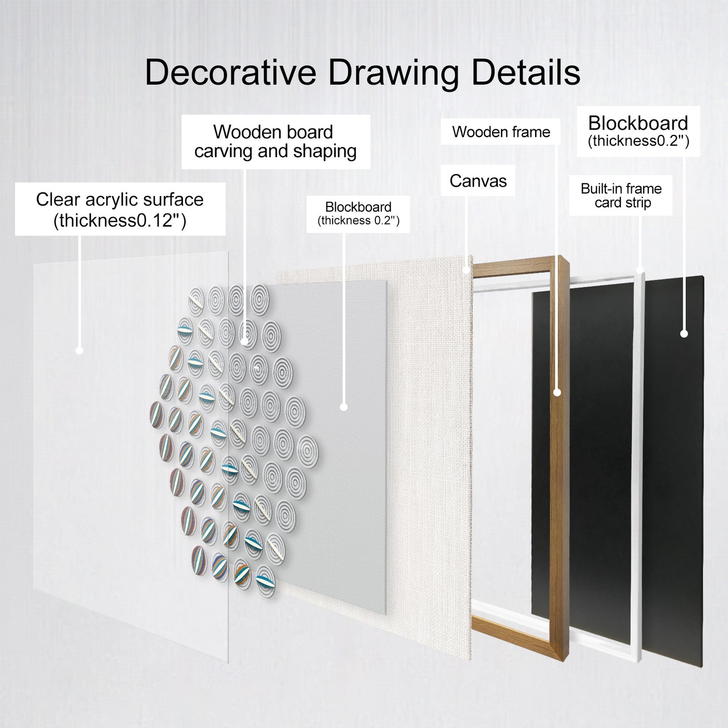Modern Kinetic Geometric Wood Wall Art - Striped Relief Sculpture