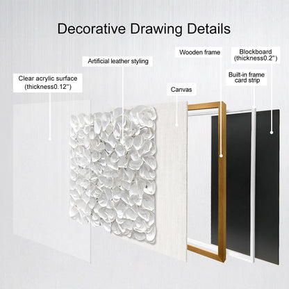 White Monochrome Leather Wall Sculpture - Luxury 3D Geometric Art