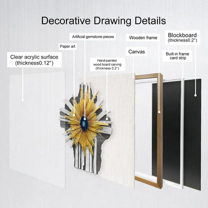 Abstract Mixed Media Framed Wall Art - 3D Geometric Relief