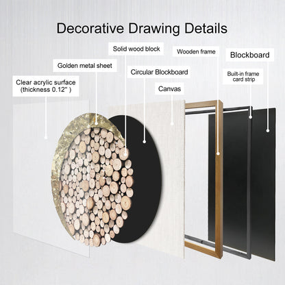 Luxury Framed Log Cross-Section Wall Art - Metallic 3D Sculpture