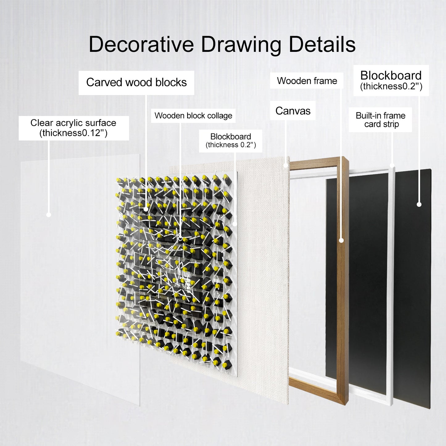 Abstract Carved & Painted Wall Sculpture - 3D Textured Art