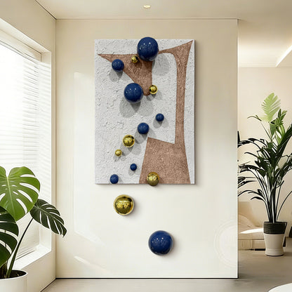 Gold Orb Fiber Mixed Media Wall Art