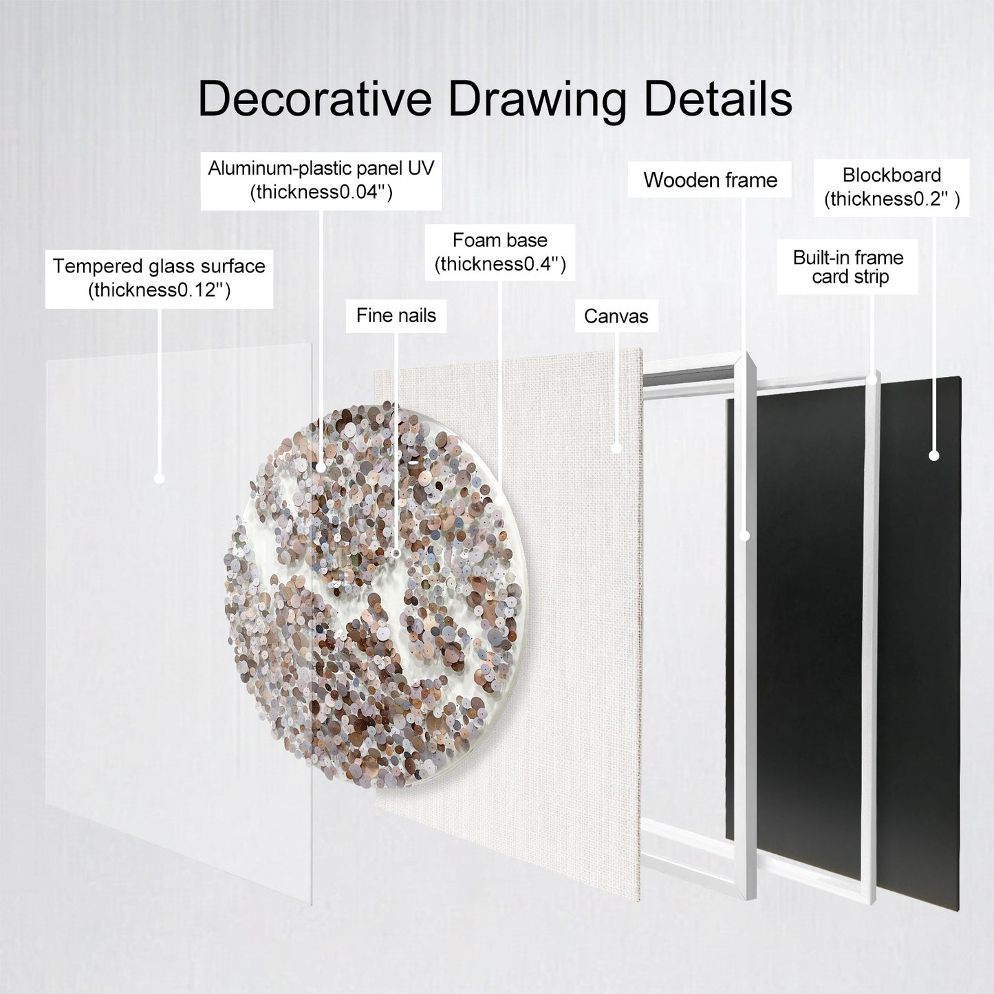 Modern Dimensional Nail Sequin Wall Sculpture