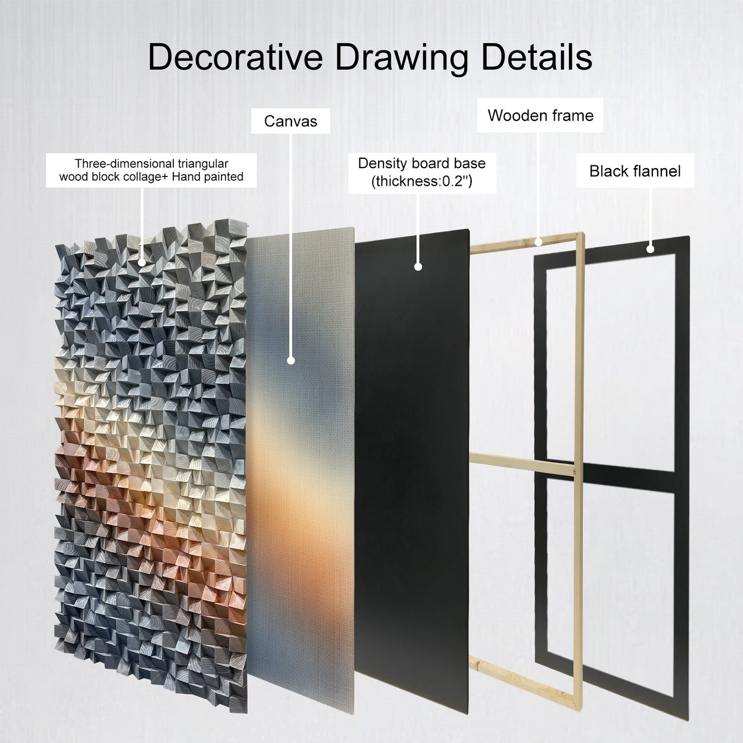 Large triangular wooden blocks interweave to create dreamy light and shadow, artistic wall decor brightens living spaces with unique aesthetic appeal.
