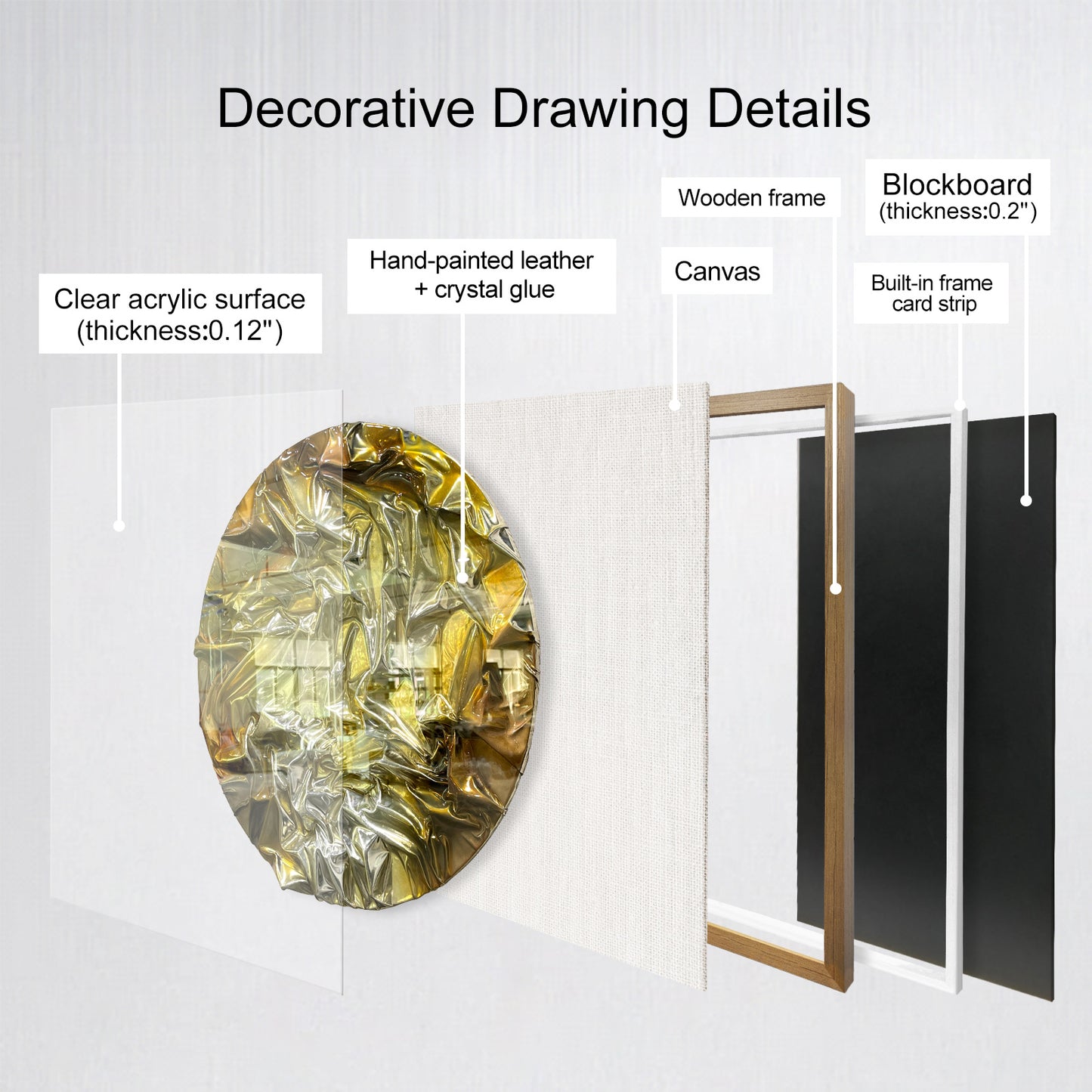 Geometric Resin Wood Block Art - Luxury Shiny Leather Wall Panel