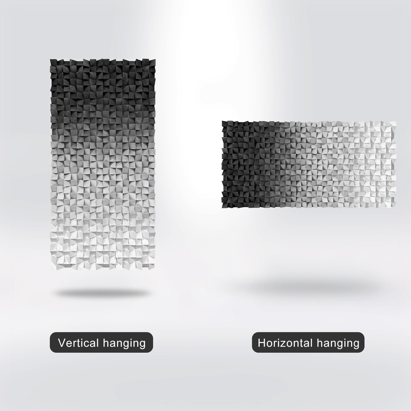 Extra Large Abstract Wood Wall Art, handcrafted from solid wood with black & white mosaic detailing, delivering a sleek modern focal texture.