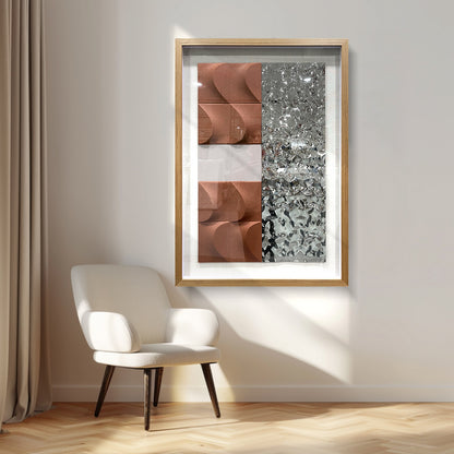 Modern 3D Abstract Wall Relief - Wood & Metal Fusion Statement Piece