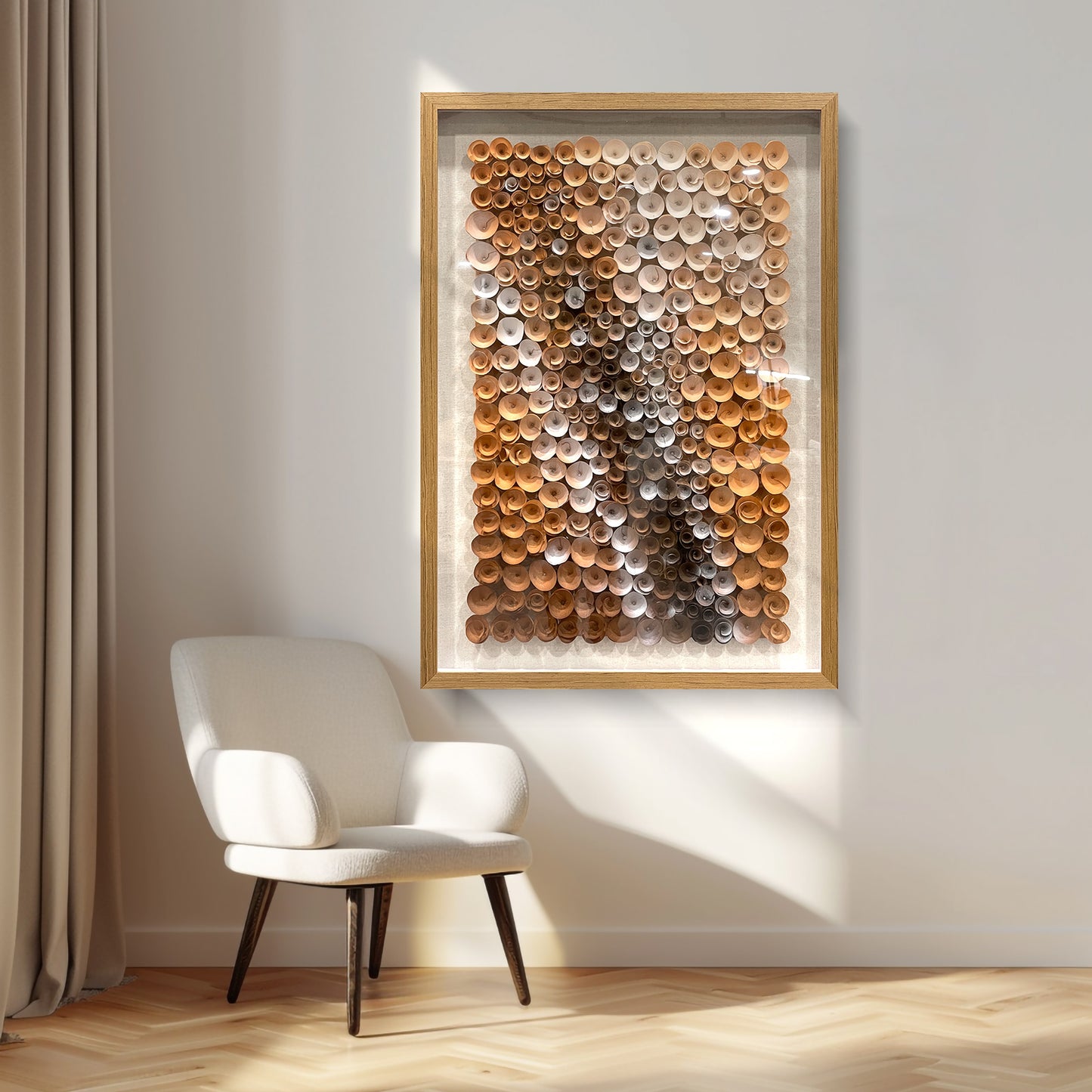 Handmade Wood Blossom Wall Sculpture - 3D Spiral Vortex Art