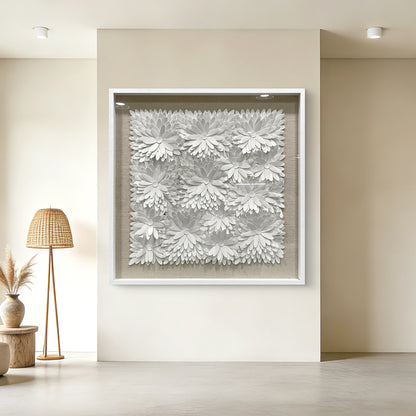 Abstract Layered 3D Floral Textured Framed Wall Decor