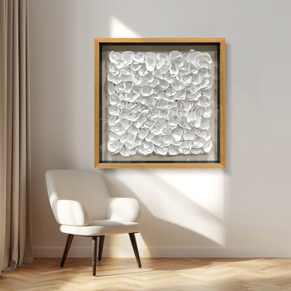 White Monochrome Leather Wall Sculpture - Luxury 3D Geometric Art