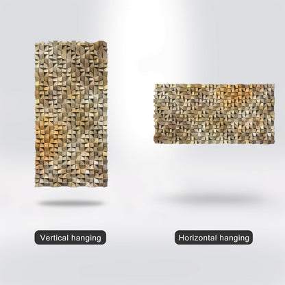 3D gradient wall art with geometric wooden blocks, textured solid wood decor ideal for living rooms, bedrooms and offices.