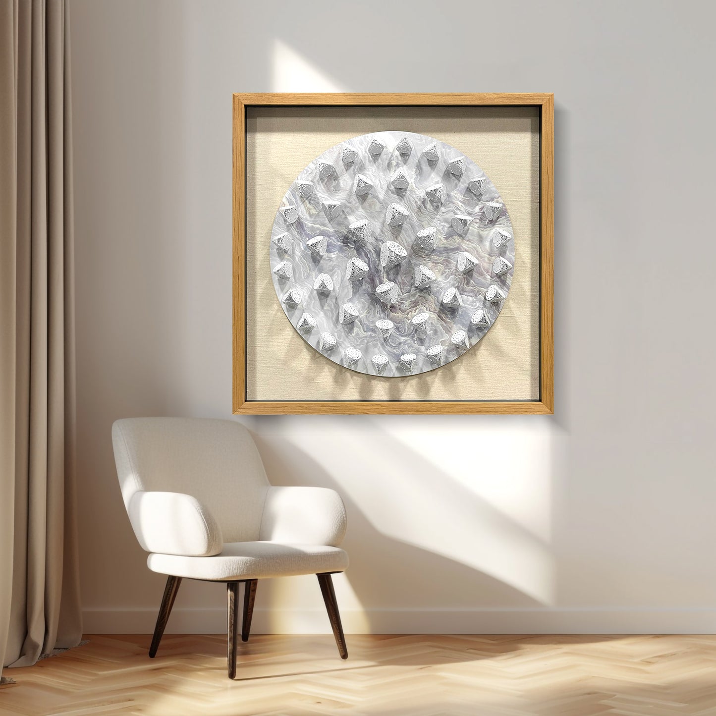 Minimalist Terracotta Wood Block Grid Art - Modern Geometric Panel