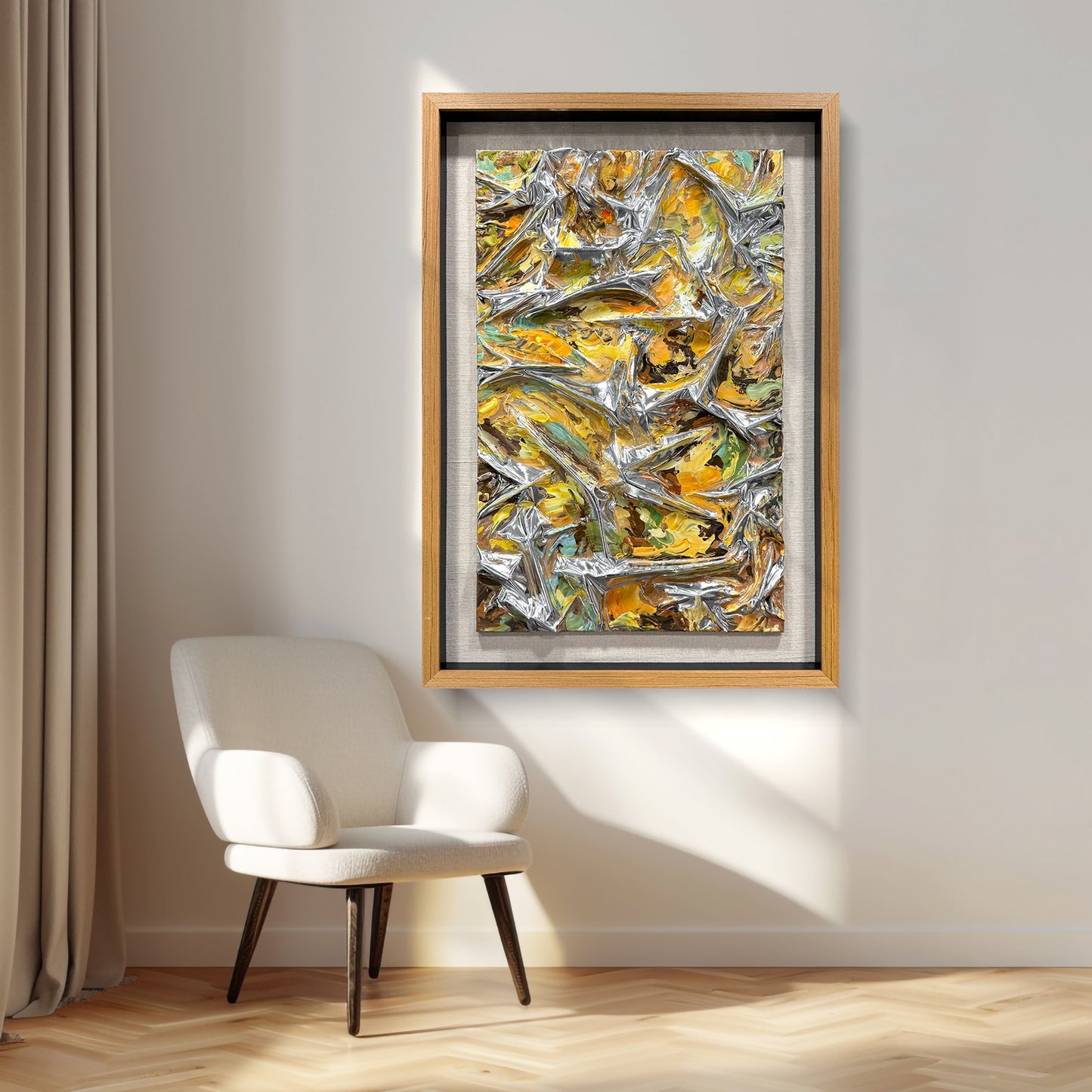 Kinetic Gradient Wood Tile Art - Glossy 3D Fluid Sculpture