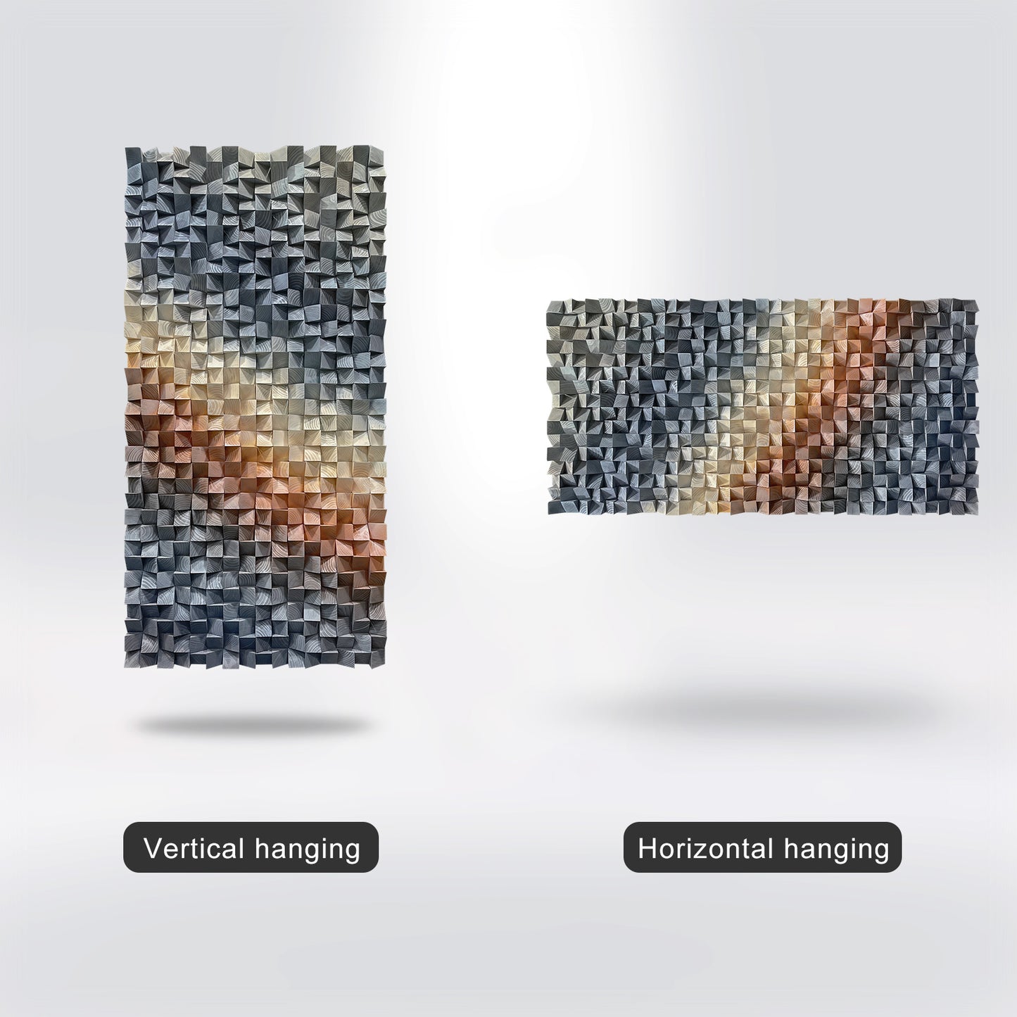 Large triangular wooden blocks interweave to create dreamy light and shadow, artistic wall decor brightens living spaces with unique aesthetic appeal.