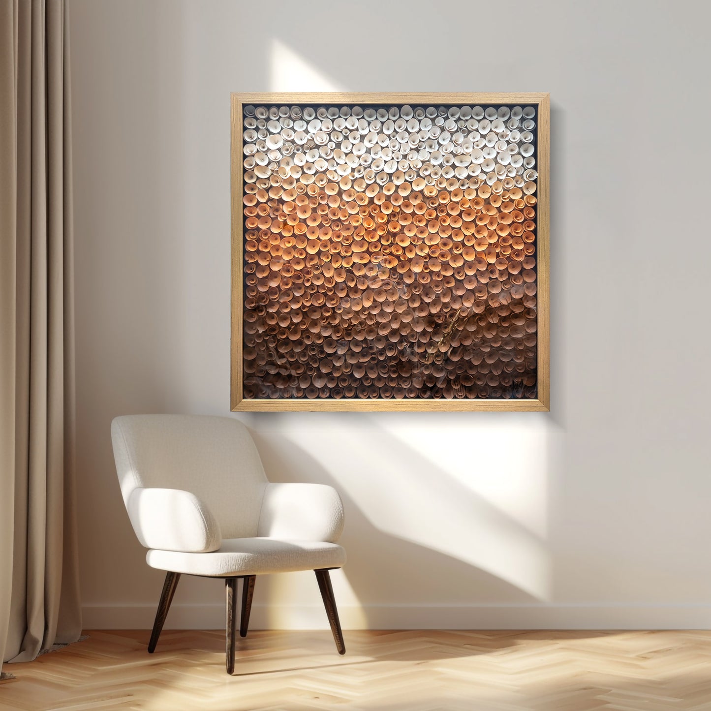 Wood Paper Flower Shadow Box - Modern 3D Wall Sculpture