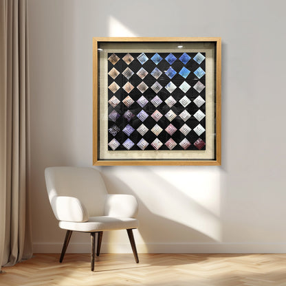 3D Pyramid Metal Matrix Wall Art - Geometric Luxury Sculpture