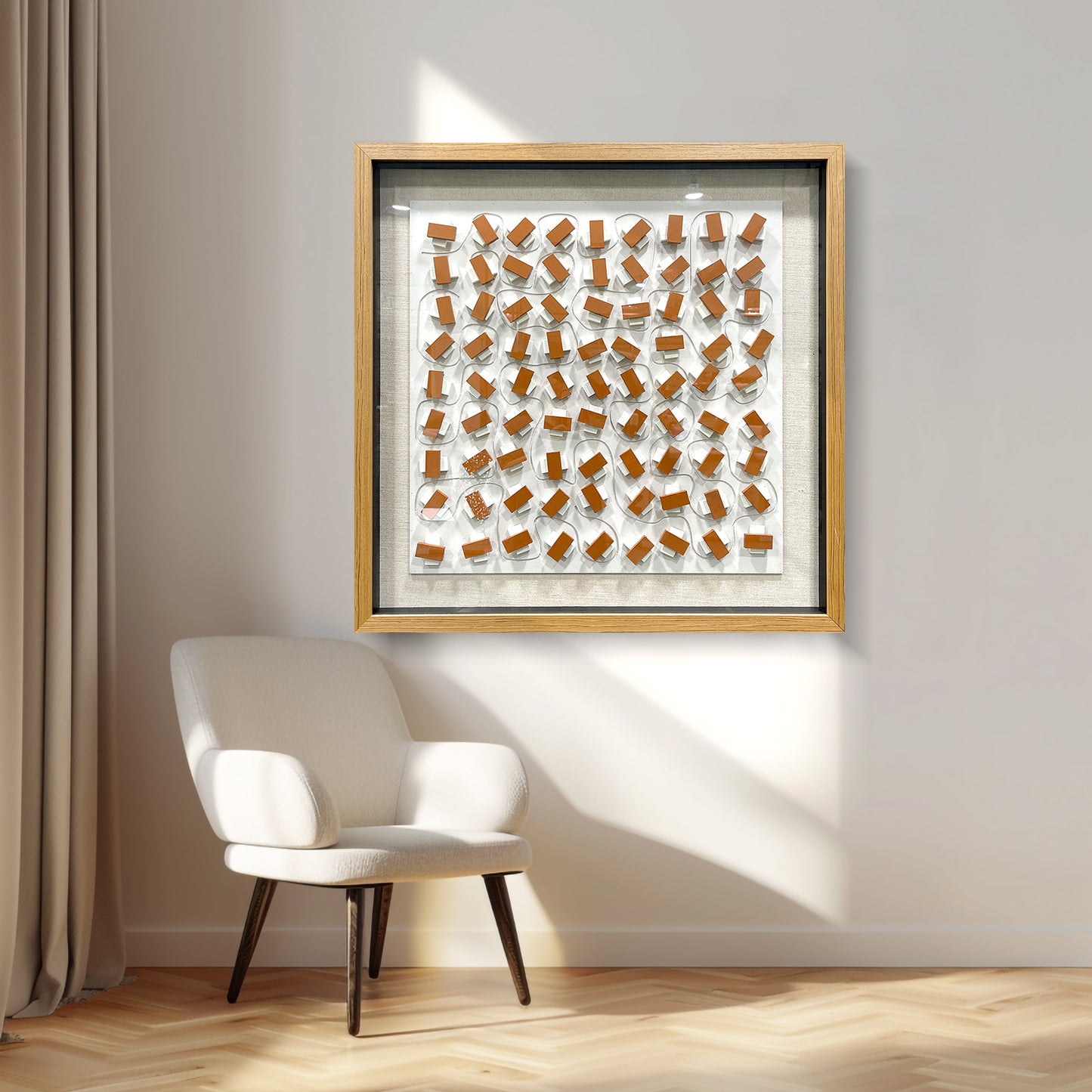 Hand-Painted Carved Wood Wall Art - Modern 3D Relief Panel