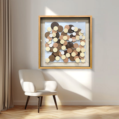 Abstract Overlapping Wood Disc Wall Art - Earthy Round Sculpture