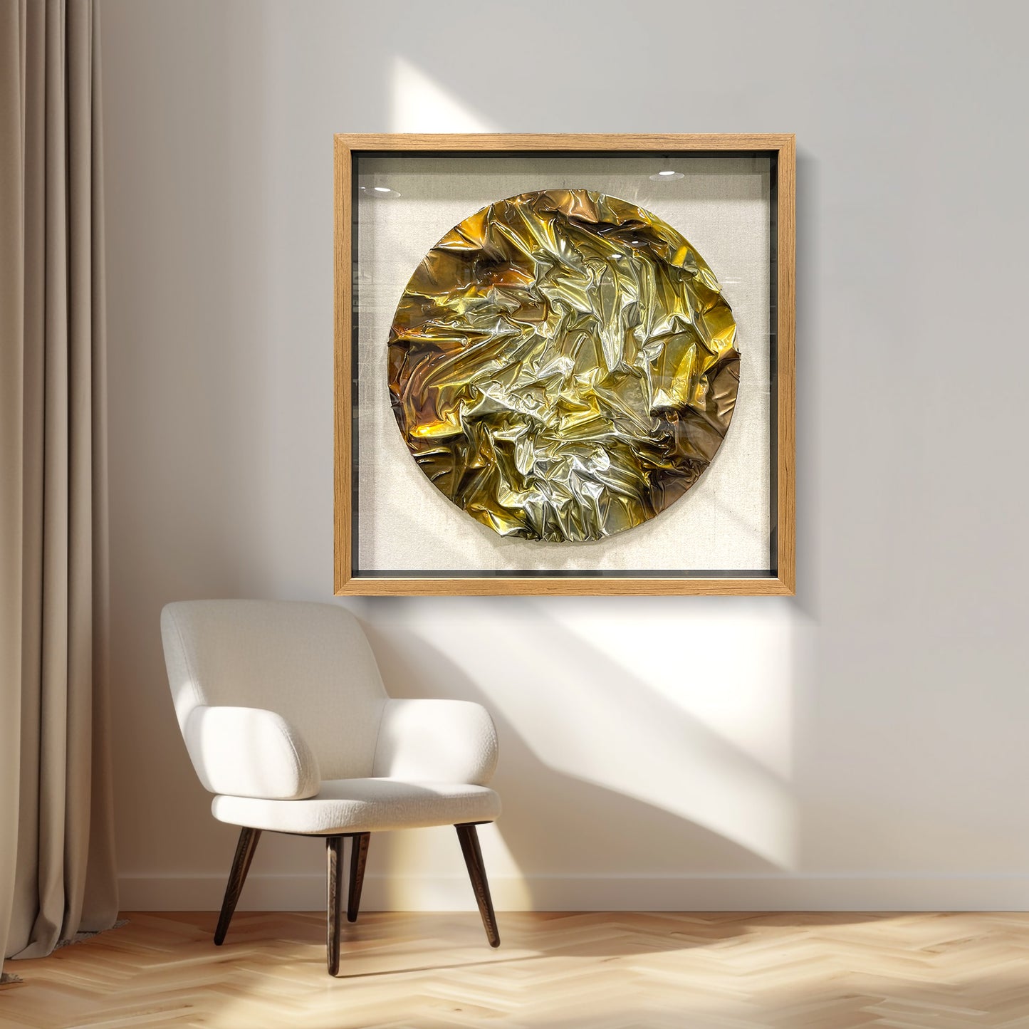 Geometric Resin Wood Block Art - Luxury Shiny Leather Wall Panel