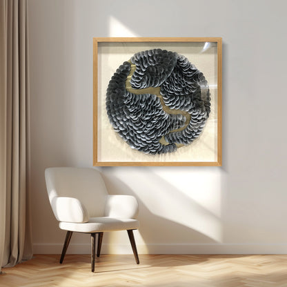 Modern Textured Leather Wall Decor - Circular Mixed Media Art