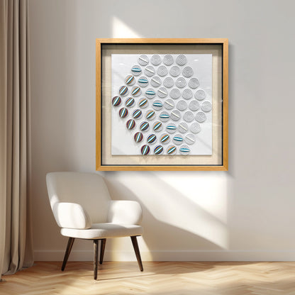 Modern Kinetic Geometric Wood Wall Art - Striped Relief Sculpture