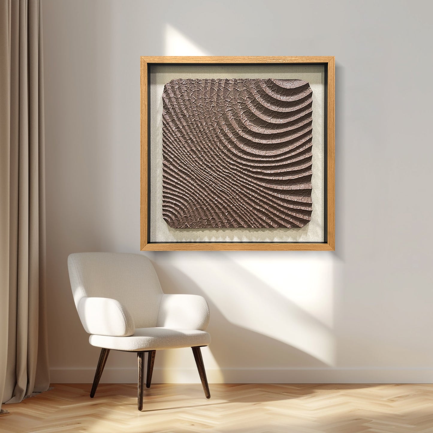 Abstract 3D Relief Wall Art - Hand-Textured Clay Wave Sculpture