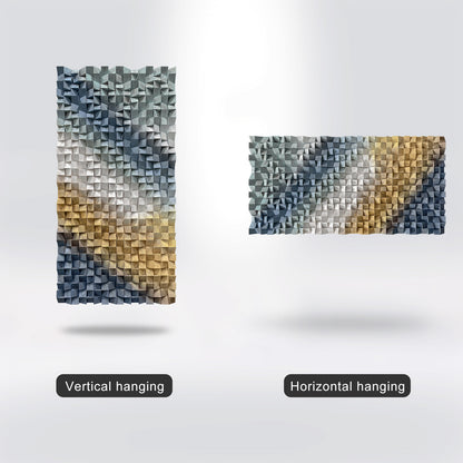 Modern 3D wooden wall art with triangular wood blocks, large-sized wall hanging decor to elevate space style.