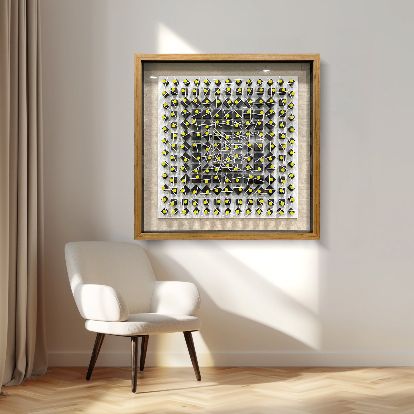 Abstract Carved & Painted Wall Sculpture - 3D Textured Art