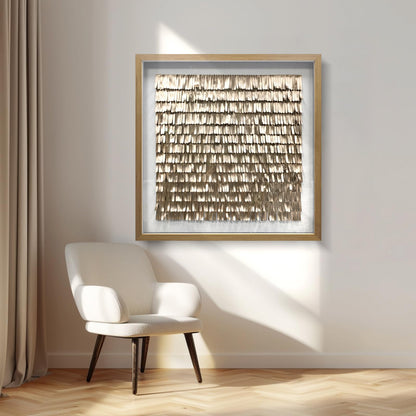 Handmade Gold Leather Wall Art - Textured Sculpture