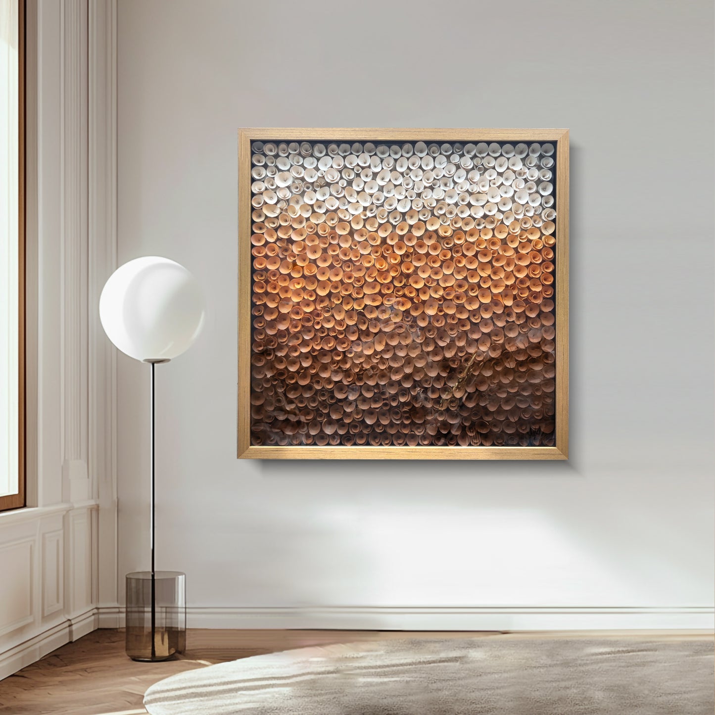 Wood Paper Flower Shadow Box - Modern 3D Wall Sculpture