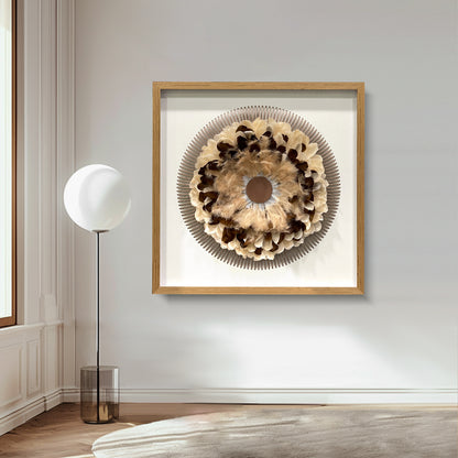 Boho Feather Wall Art - Radial Wood Slats Layered Juju Decor