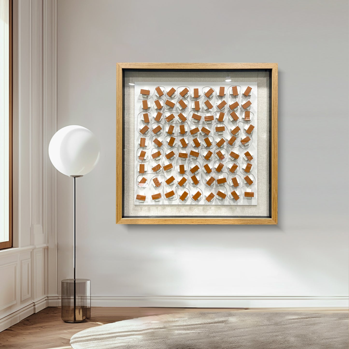 Hand-Painted Carved Wood Wall Art - Modern 3D Relief Panel