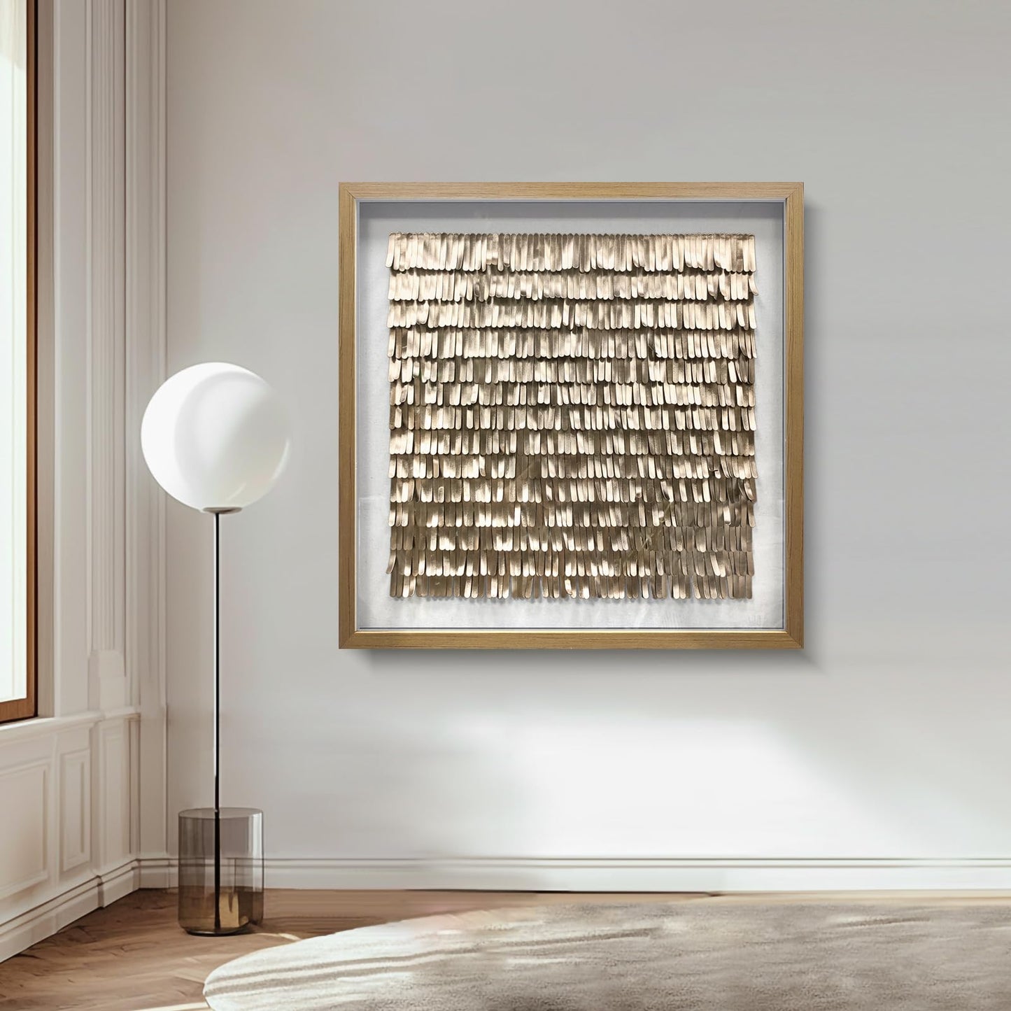 Handmade Gold Leather Wall Art - Textured Sculpture