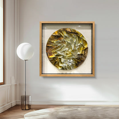 Geometric Resin Wood Block Art - Luxury Shiny Leather Wall Panel