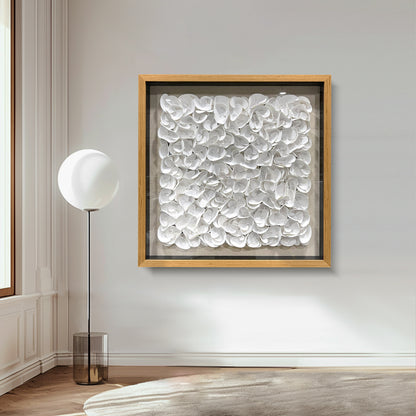 White Monochrome Leather Wall Sculpture - Luxury 3D Geometric Art