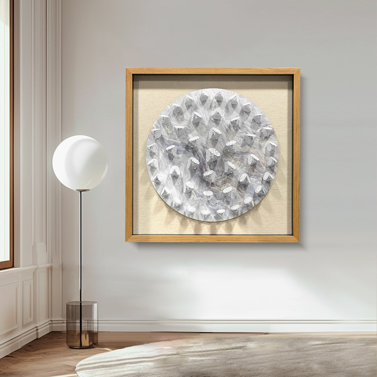 Minimalist Terracotta Wood Block Grid Art - Modern Geometric Panel
