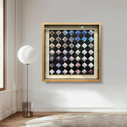 3D Pyramid Metal Matrix Wall Art - Geometric Luxury Sculpture