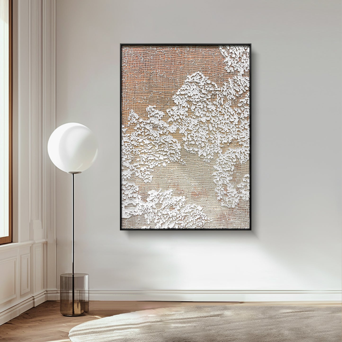 High-End Textured Grid Oil Painting - Modern Wall Art