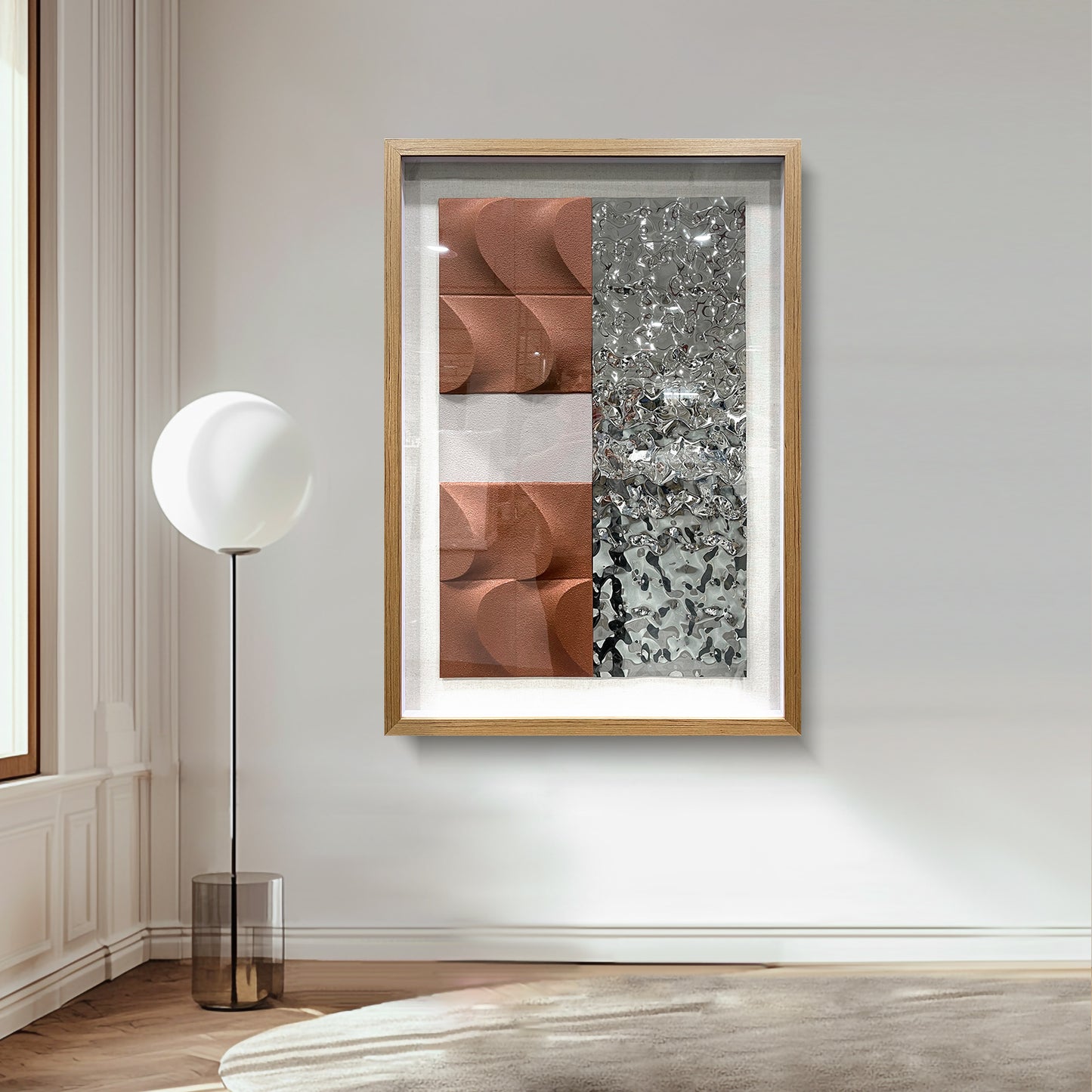 Modern 3D Abstract Wall Relief - Wood & Metal Fusion Statement Piece