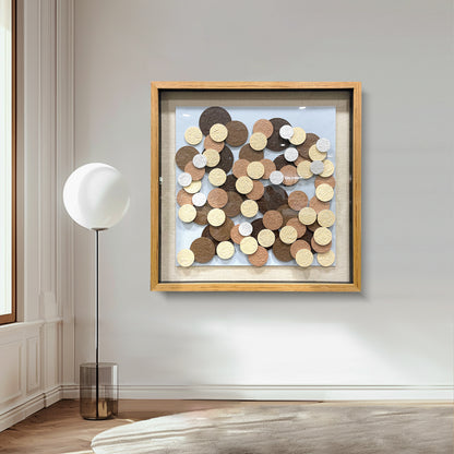 Abstract Overlapping Wood Disc Wall Art - Earthy Round Sculpture