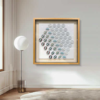 Modern Kinetic Geometric Wood Wall Art - Striped Relief Sculpture