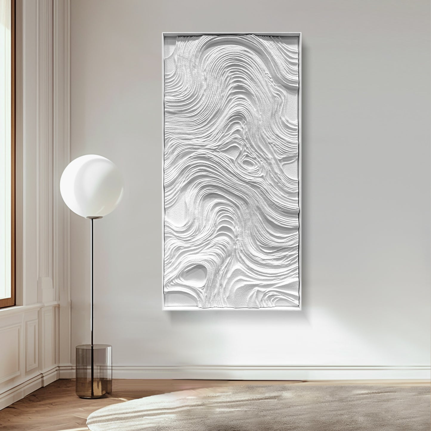 Minimalist Topographic Wood Carving Contour Panel