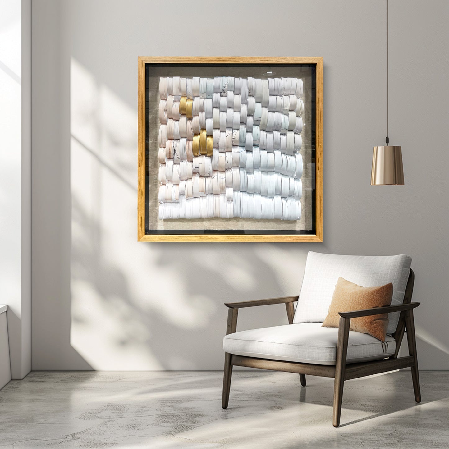 Handcrafted large square 3D paper wall decor, featuring a modern three-dimensional design with exquisite artistic detail.