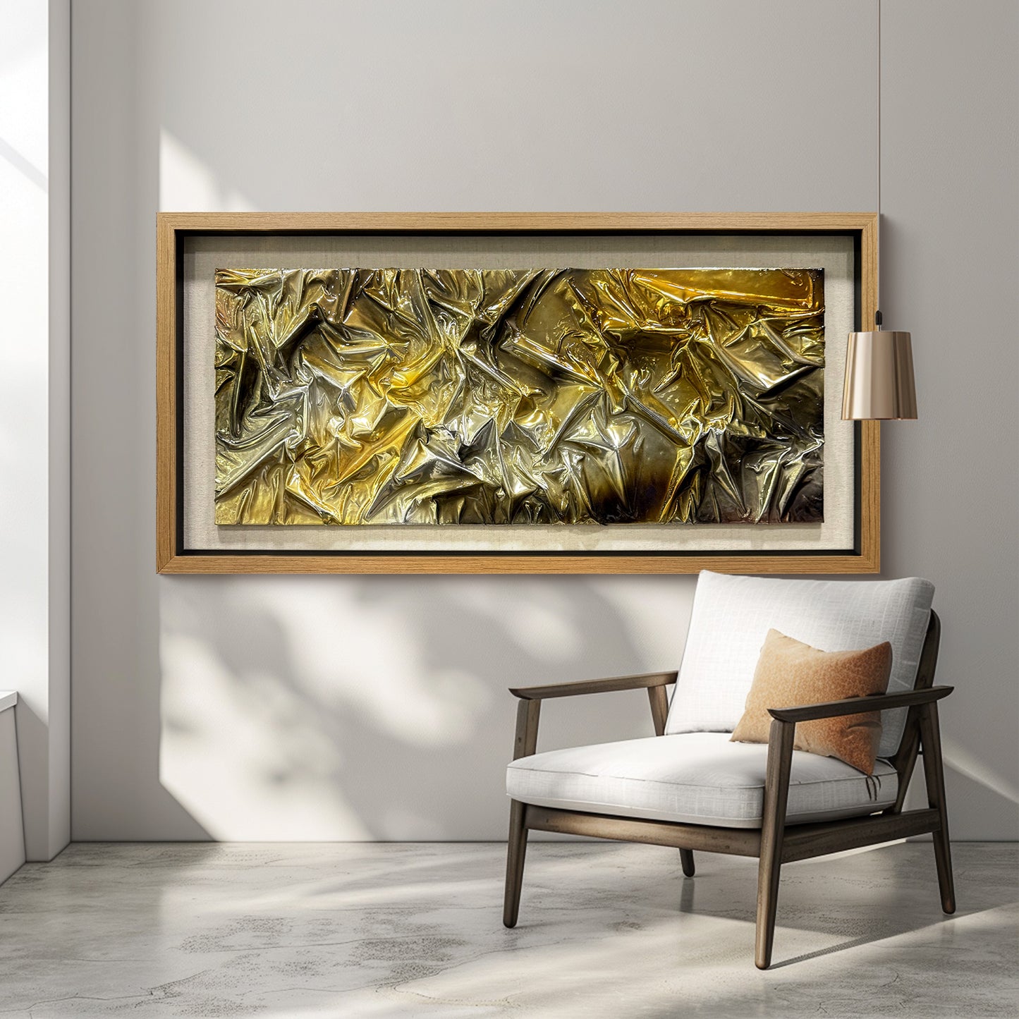 Luxury Abstract Wood Matrix Art - Framed Glossy 3D Wall Panel