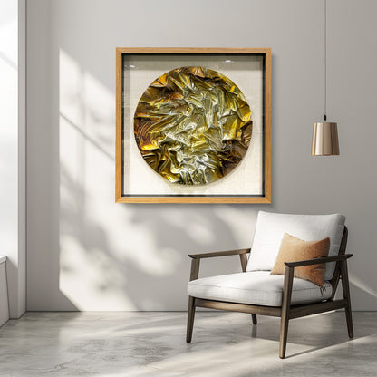 Geometric Resin Wood Block Art - Luxury Shiny Leather Wall Panel
